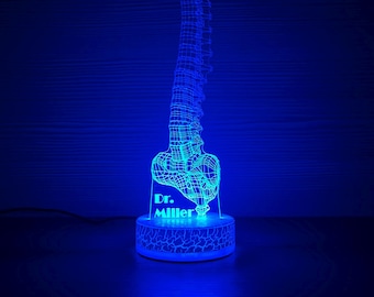 Regalo para cirujano ortopédico, neurocirujano de columna vertebral, lámpara de articulación vertebral, regalo para ortopedista, lámpara LED, lámpara de noche 3D, luz nocturna 3D