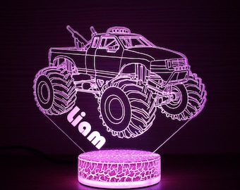 Monster Truck Gift Custom Night Light Car Lovers Kids Bedroom Decor 3D Night Lamp Monster Truck Lamp Personalized Lamp