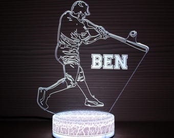 Baseball Player Birthday Gift Baseball Gifts 3D Night Lamp Baseball Night Light Children Light 3D Illusion LED Lamp Gift for him Gift Idea