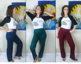 vintage 70s PICK a COLOR high waist BELLBOTTOMS med/lg/29/30 wide leg vintage 70s pants hippie flares bell bottoms disco retro trousers mod