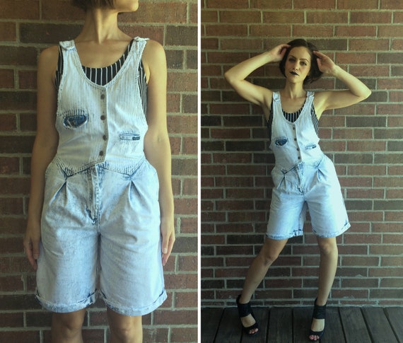 Rad vintage 90s ACID WASH Denim OVERALLS xs/s shor