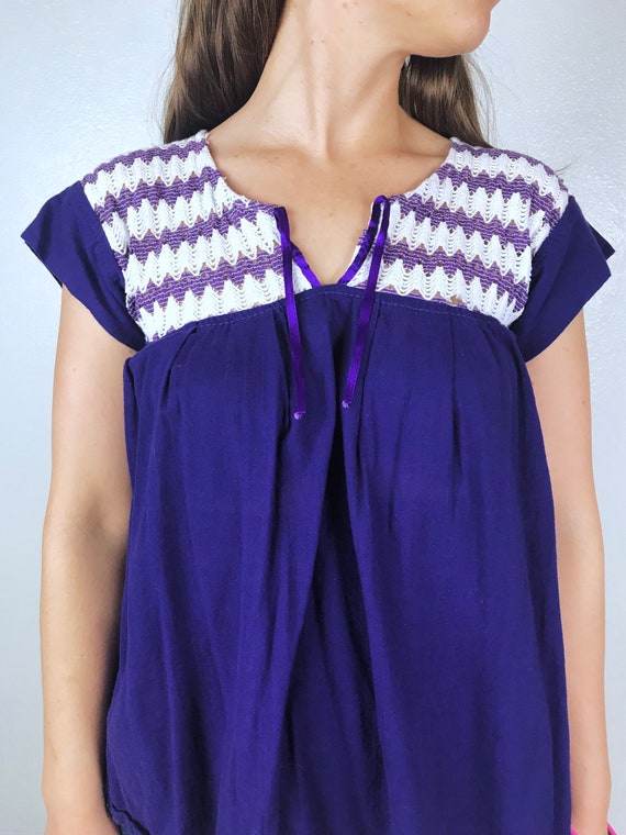 vintage Royal Purple MEXICAN Zig Zag Crochet TUNI… - image 5