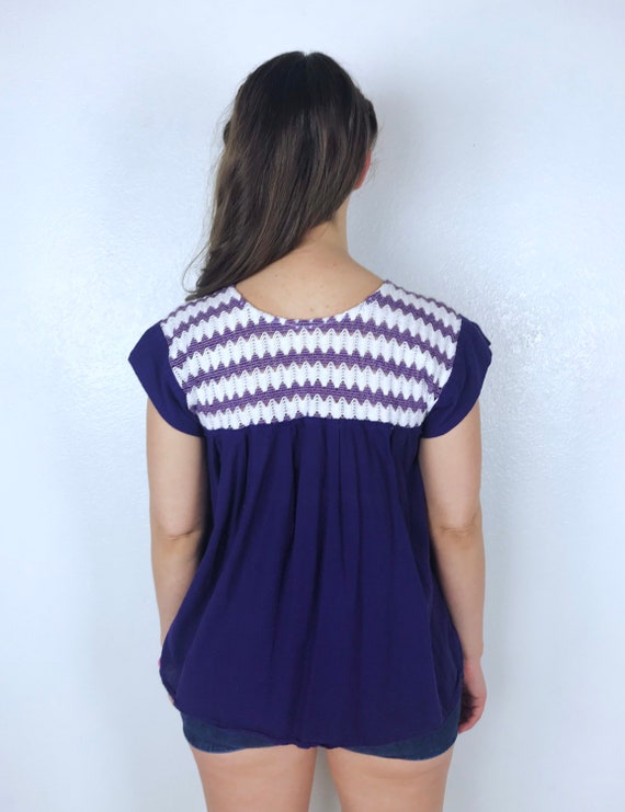 vintage Royal Purple MEXICAN Zig Zag Crochet TUNI… - image 10