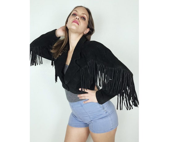 Vintage 80s beaded fringe black blazer largebaggy black blazerbeaded fringe coat