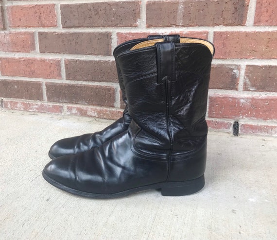 vintage 80s BLACK cowboy ROPER BOOTS 9.5 wide mens