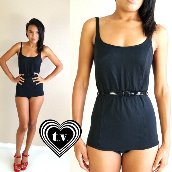 reserved for Victoria vtg 50s black CATALINA pinup BELTED SWIMSUIT bombshell Small swim bathing suit