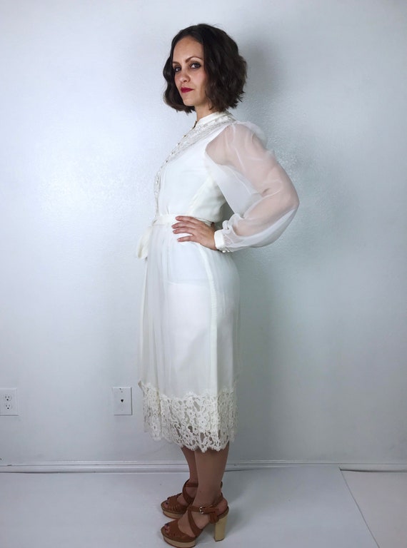 vintage 70s Ivory LACE Miss Elliette VICTORIAN DR… - image 8