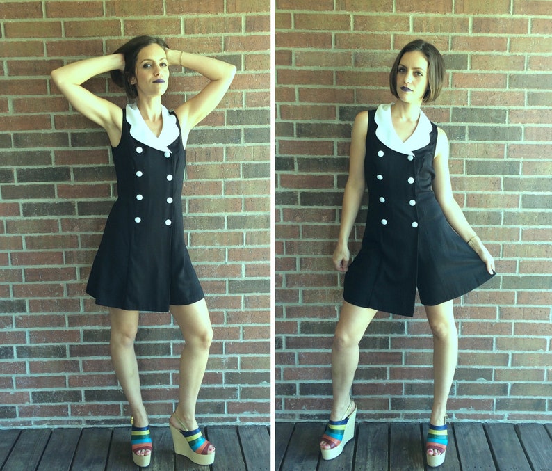 black and white romper dress