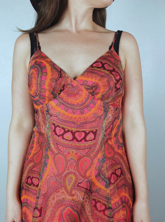 vintage 70s Tangerine HEART PRINT paisley print G… - image 5