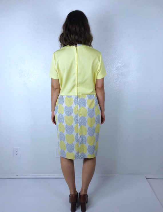 vintage 60s Yellow, Gray ZIG ZAG Polka Dot mod DR… - image 10