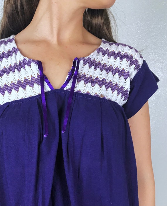 vintage Royal Purple MEXICAN Zig Zag Crochet TUNI… - image 6