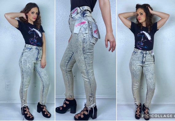 size 26 vintage 80s DEADSTOCK Acid Wash JEANS Sma… - image 1