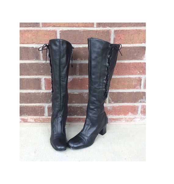 Rare vintage 60s black CORSET Space Age TALL BOOTS