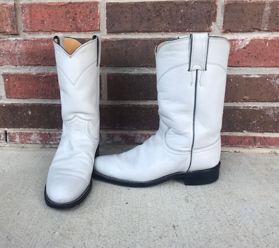 vintage 80s Pearl WHITE pull on ROPER BOOTS 5.5 pa