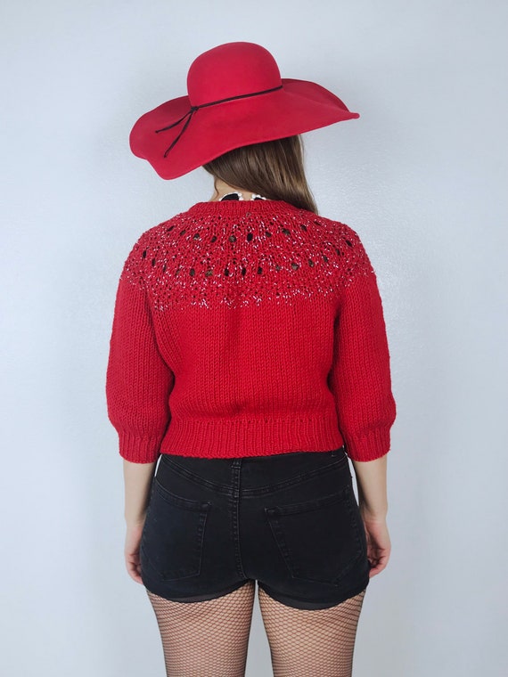 vintage 50s/60s Red SILVER TINSEL Christmas CARDI… - image 10