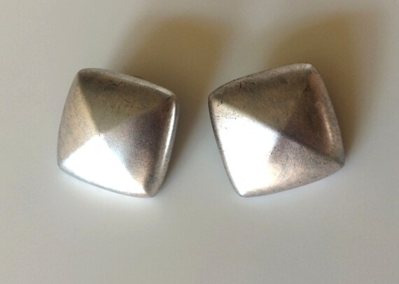vintage 80s HUGE brushed silver GIVENCHY EARRINGS