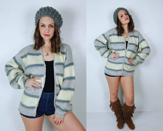 vintage 50s/60s Baby Blue CATALINA Striped MOHAIR