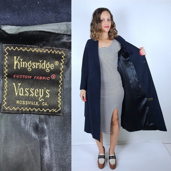 vintage 70s Faux Suede NAVY Belted WRAP COAT Smal… - image 10