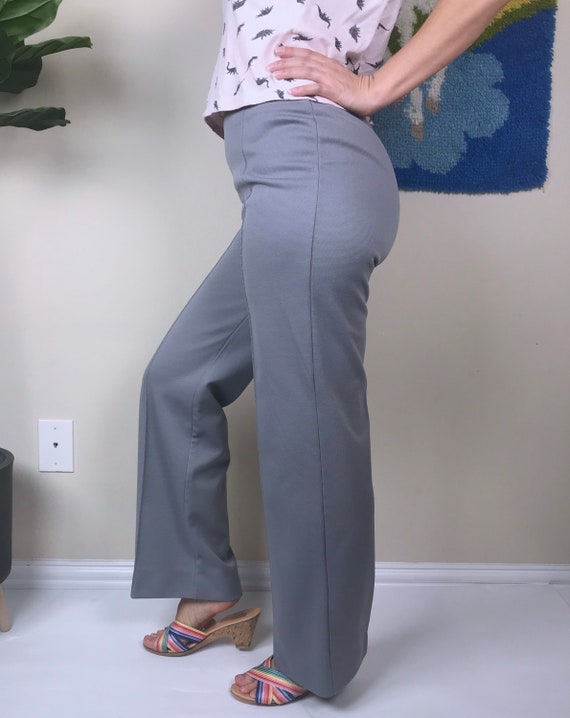 vintage 70s Light GRAY high waist BELLBOTTOMS med… - image 8