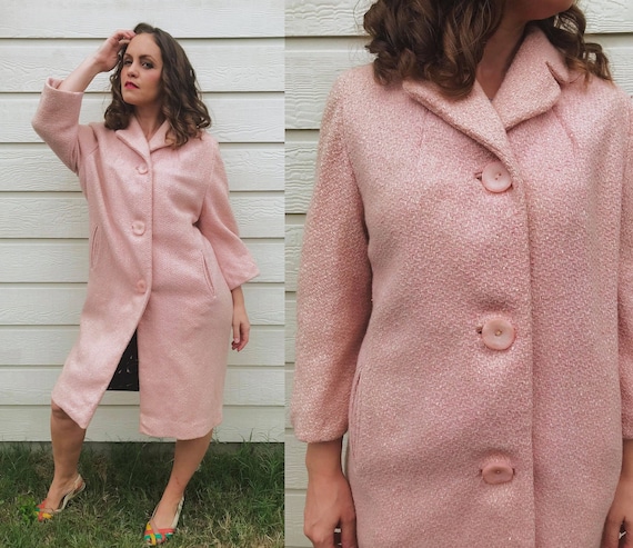 Sweetest vintage 50s PASTEL PINK winter COAT os wo