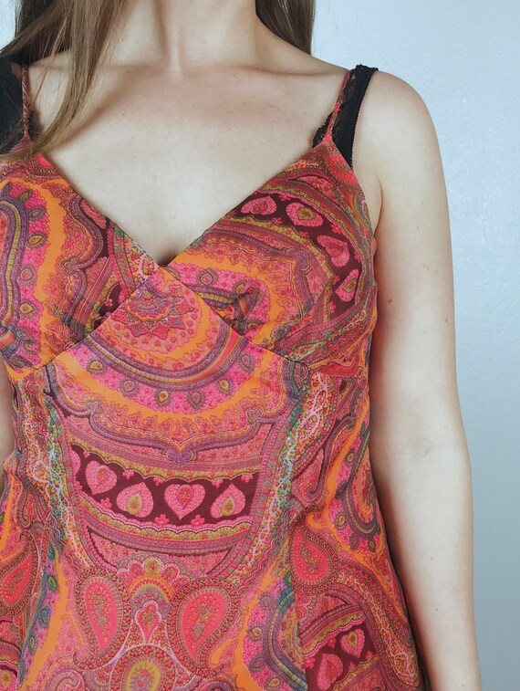 vintage 70s Tangerine HEART PRINT paisley print G… - image 6