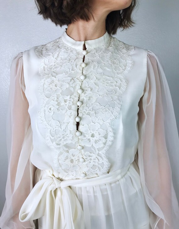 vintage 70s Ivory LACE Miss Elliette VICTORIAN DR… - image 5