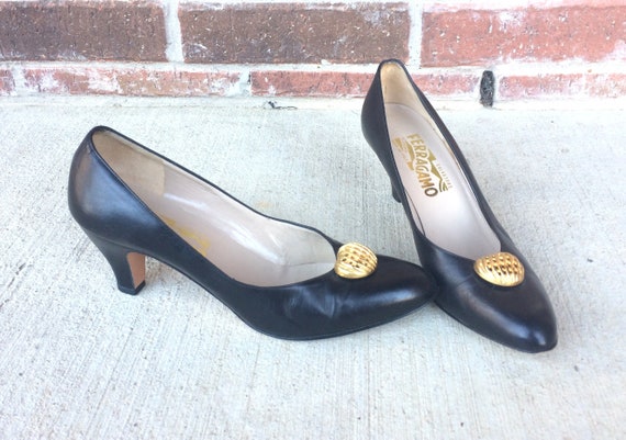 vintage 80s Salvatore FERRAGAMO black leather DESI