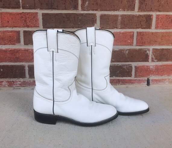 vintage 80s WHITE leather ROPER BOOTS 6 womens gru