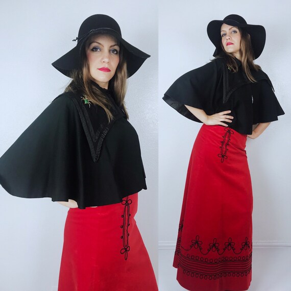 authentic 1910s ANTIQUE black VICTORIAN CAPE os hu