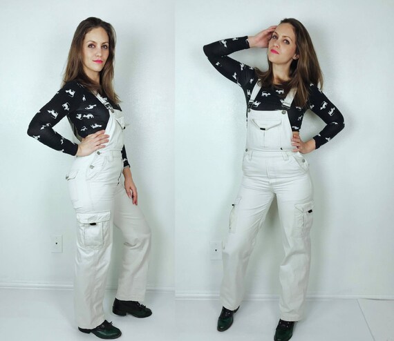 vintage 2000s Cream KHAKI cargo pockets LONG OVERA