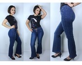 vintage 2000s low rise CORSET lace up FLARE JEANS small 6 Britney Spears bootcut vintage denim 90s does 70s hippy grunge low waist y2k boho