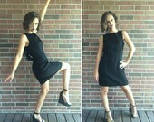 vintage 90s black CAR WASH FRINGE cut out Party Dress Medium wiggle dress cage open back avant garde flapper cocktail lbd unique 90s dress