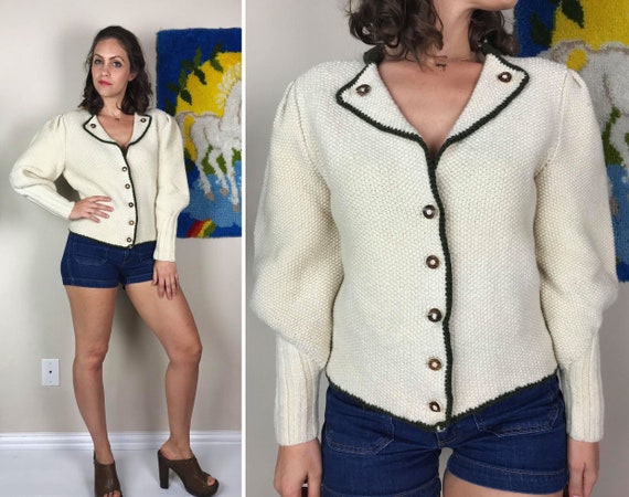 vintage 40s/50s Cream BALLOON SLEEVE Braided CARDI