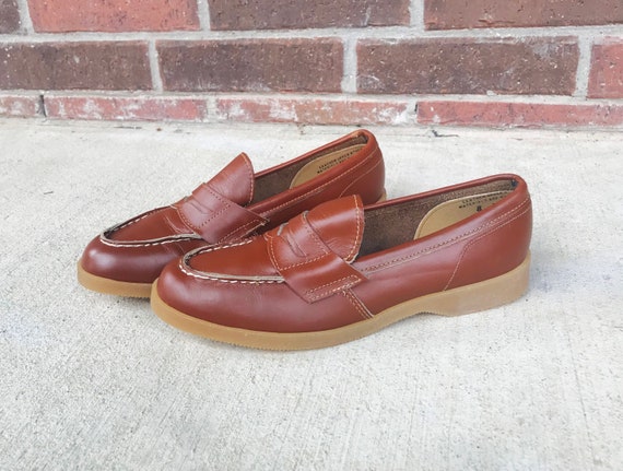 vintage 70s DEADSTOCK Brown Leather PENNY LOAFERS… - image 5