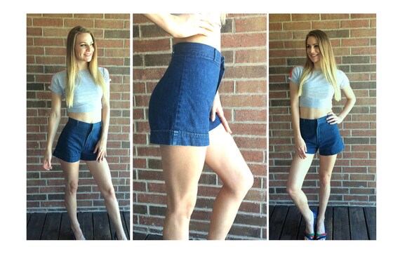 vintage 70s SPACE LEGS high waisted Denim SHORTS x