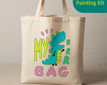 Kids’ Creative Kit  | DIY Tote Painting for Children |Paint Dinosaur