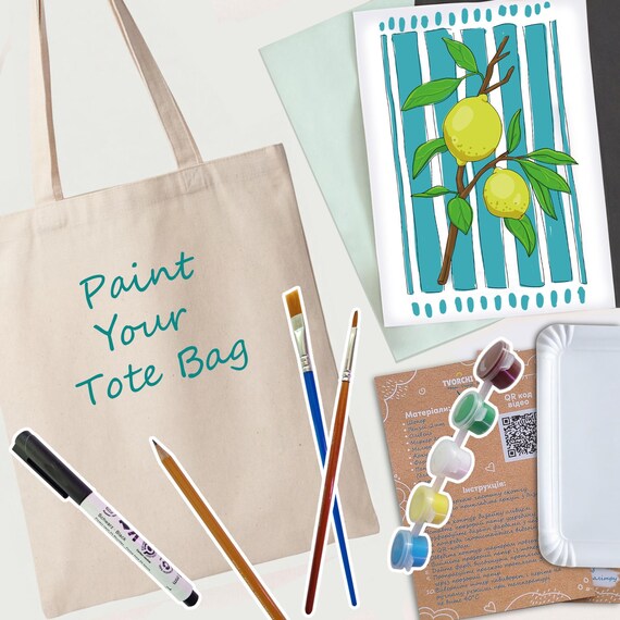 Lemon Tote Bag Painting Kit for Adults, Mother's Day Gift for Mom