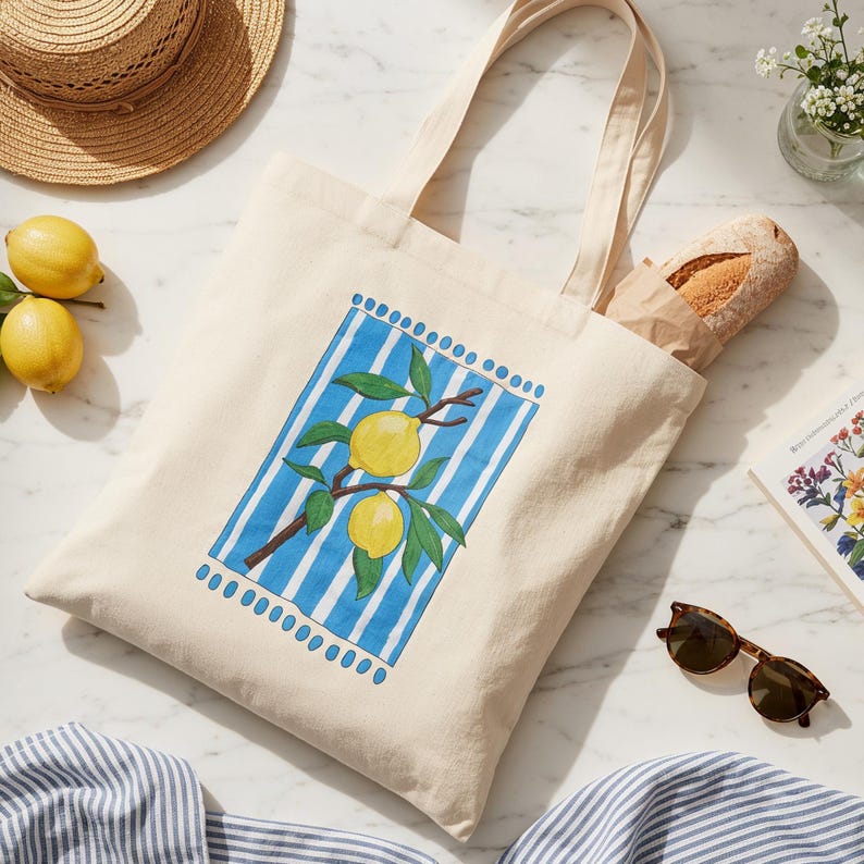 Tote Bag Painting Kit, DIY Canvas Bag for Adults, Paint Your Lemons, Creative Gift image 12