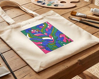 Tote Bag DIY Kit Abstract Floral - Colorful Canvas Shopper