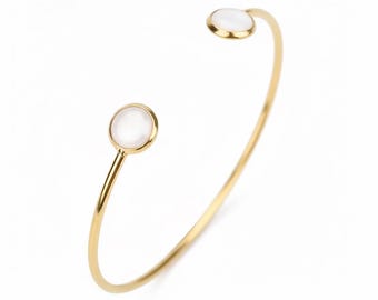 DIY Breastmilk Bracelet Kit | Gold Open Cuff Two Stone Settings (Preservation System Included)