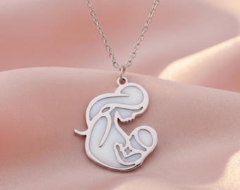 Breastmilk Necklace DIY Kit | Rose Gold Silver Breastmilk Jewelry | Silhouette Pendant Keepsake | Nursing Mom Gift | Breastfeeding Memo