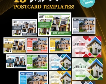 Plantillas de postales para agentes inmobiliarios recién listados, marketing inmobiliario moderno (Canva)