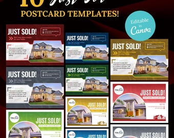 Postales de recién vendido, postal inmobiliaria editable, postal agrícola para agente inmobiliario, plantilla de Canva, marketing por correo, postal inmobiliaria moderna