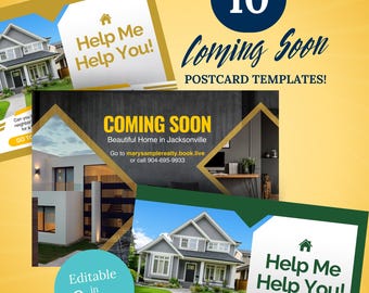 Paquete de postales inmobiliarias, postales inmobiliarias modernas, próximamente, plantilla de Canva, postal de agente inmobiliario agrícola, marketing por correo