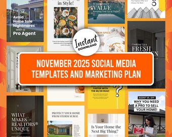 Plantillas de redes sociales para agentes inmobiliarios de noviembre: Marketing de otoño (Canva)