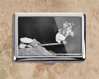 Ready for a Dive Art Nouveau Vintage Metal Cigarette Case, Purse Joint Holder, Business Card ID Holder Wallet, Vintage French