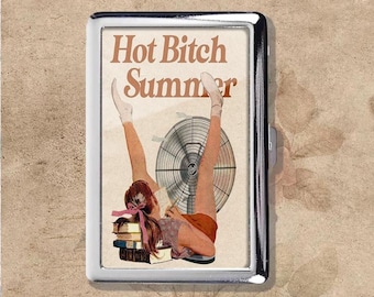 Hot Summer Retro Art Nouveau Vintage Metal Cigarette Case, Purse Joint Holder, Business Card ID Holder Wallet