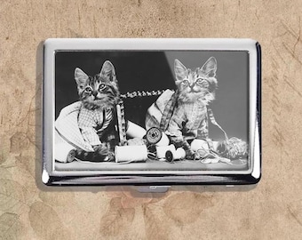 Mischief Makers Art Nouveau Vintage Metal Cigarette Case, Purse Joint Holder, Business Card ID Holder Wallet, Vintage French