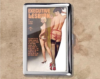 Estuche para cigarrillos de metal, estilo retro, art nouveau, para lesbianas, para monedero y tarjetero.