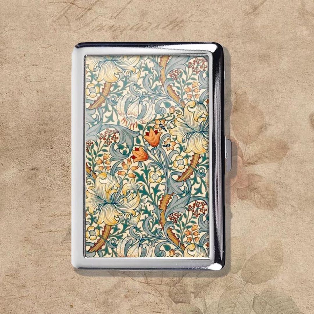 Golden Lily Art Nouveau Vintage Metal Cigarette Case, Purse Joint